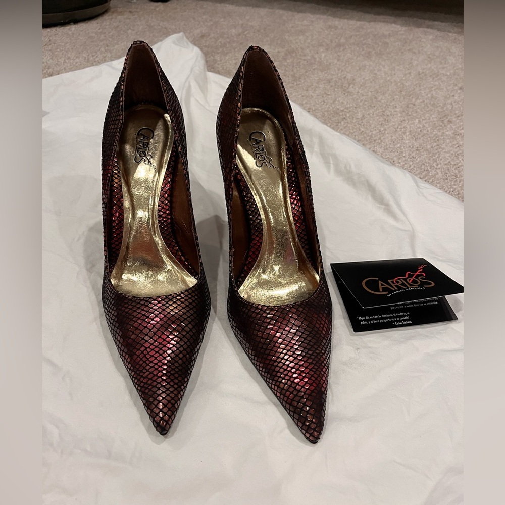 Carlos Santana vintage maroon red textured high heels